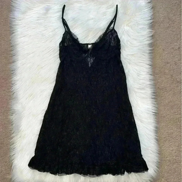 Inner Secrets Lingerie Y2K Gothic Lace Babydoll Ruffle Hem Medium - Picture 2 of 9